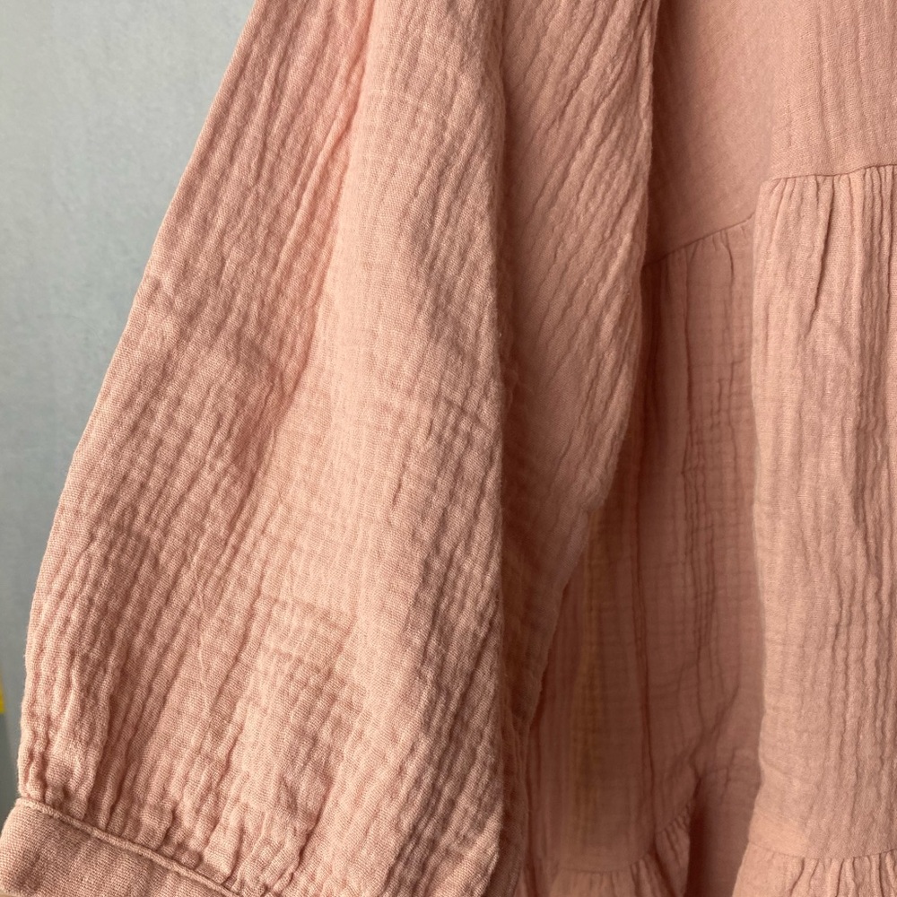Entro Blush Pink Tiered boho festival feminine fairycore dress Tunic Top L - Picture 4 of 5